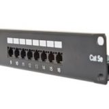 Masterlan patch panel 19", 16xRJ45, Cat5e, 1U, with tie bar, black