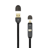 KABEL USB A Muški -> MICRO USB + 8-pin iPh Muški 1 m Crni / RETAIL