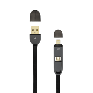 KABEL USB A Muški -> MICRO USB + 8-pin iPh Muški 1 m Crni / RETAIL