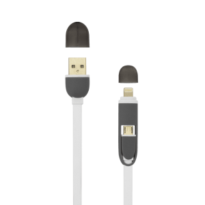 KABEL USB A Muški -> MICRO USB + 8-pin iPh Muški 1 m Bijeli / RETAIL
