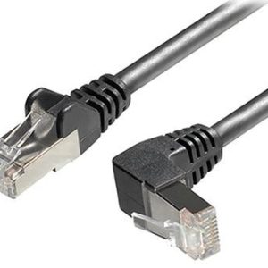 Transmedia Cat6A SFTP Patch Cable, RJ45 plug angled up, 1m