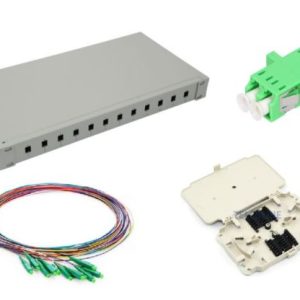 NFO Patch Panel 1U 19" Closed - Singlemode 12x LC APC Duplex Adapter Pigtail kazeta SET