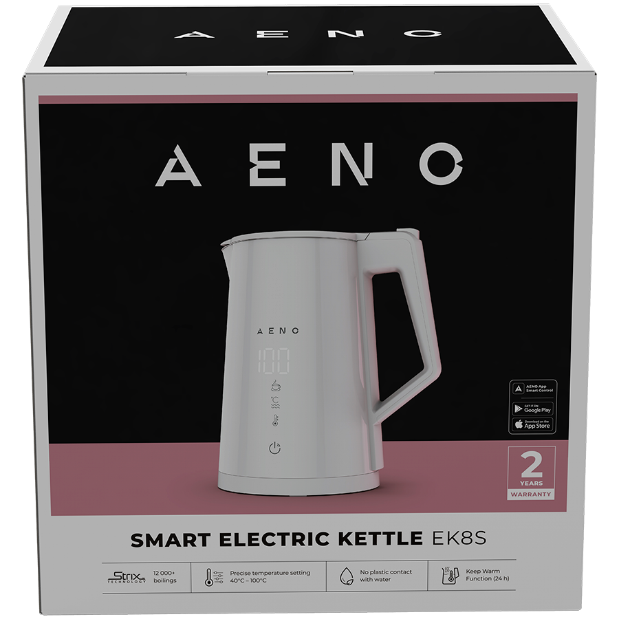 AENO Electric Kettle EK8S Smart: 1850-2200W, 1.7L, Strix, Double-walls, Temperature Control, Keep warm Function, Control via Wi-Fi, LED-display, Non-heating body, Auto Power Off, Dry tank Protection - Slika 2