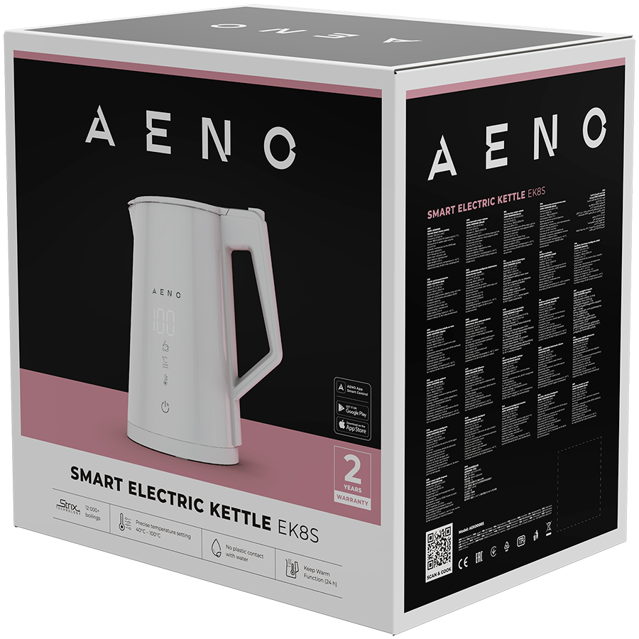 AENO Electric Kettle EK8S Smart: 1850-2200W, 1.7L, Strix, Double-walls, Temperature Control, Keep warm Function, Control via Wi-Fi, LED-display, Non-heating body, Auto Power Off, Dry tank Protection - Slika 4