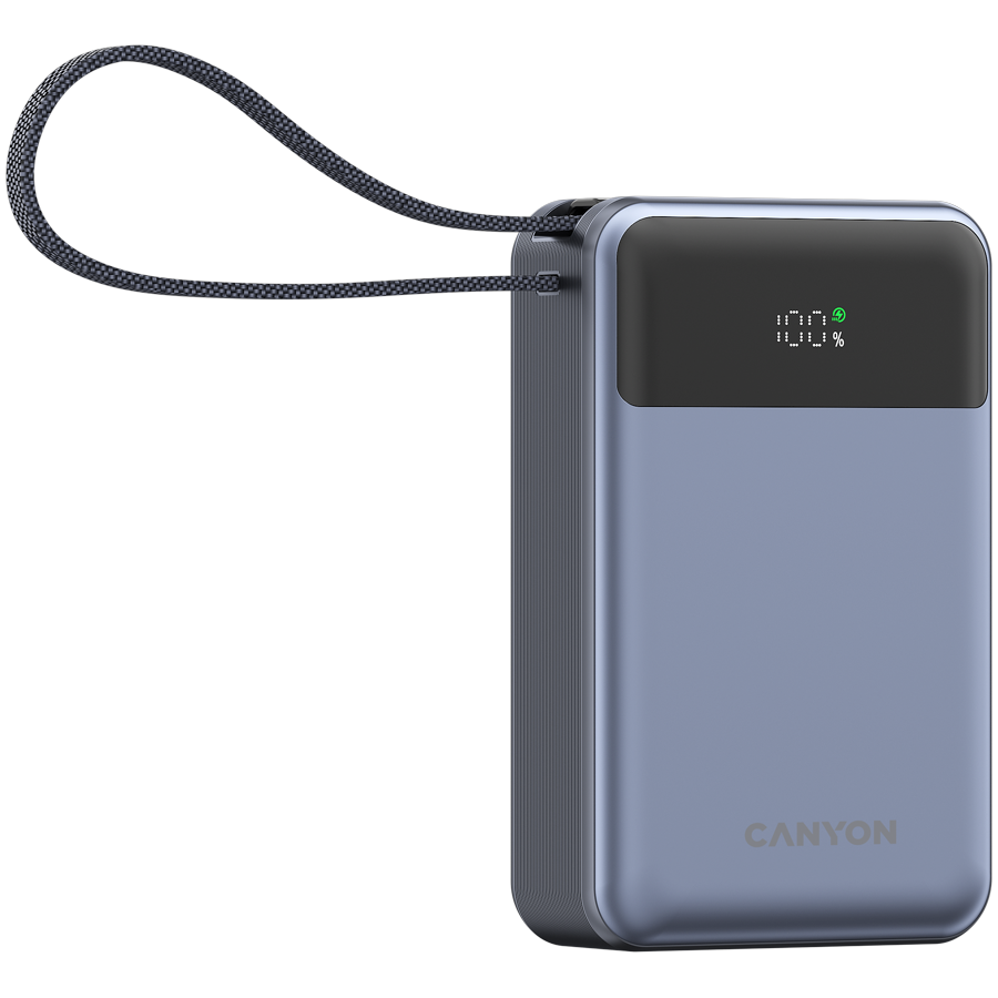 CANYON power bank OnPower 600 built-in cable 20000 mAh PD65W Dark Grey - Slika 2