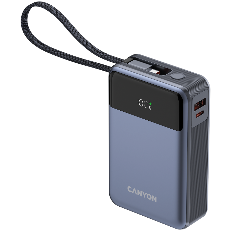 CANYON power bank OnPower 600 built-in cable 20000 mAh PD65W Dark Grey - Slika 3