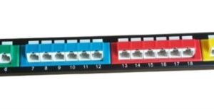 NaviaTec CAT6 Unshielded Colorful Patch Panel 45 Degree with Back Bar, 1U