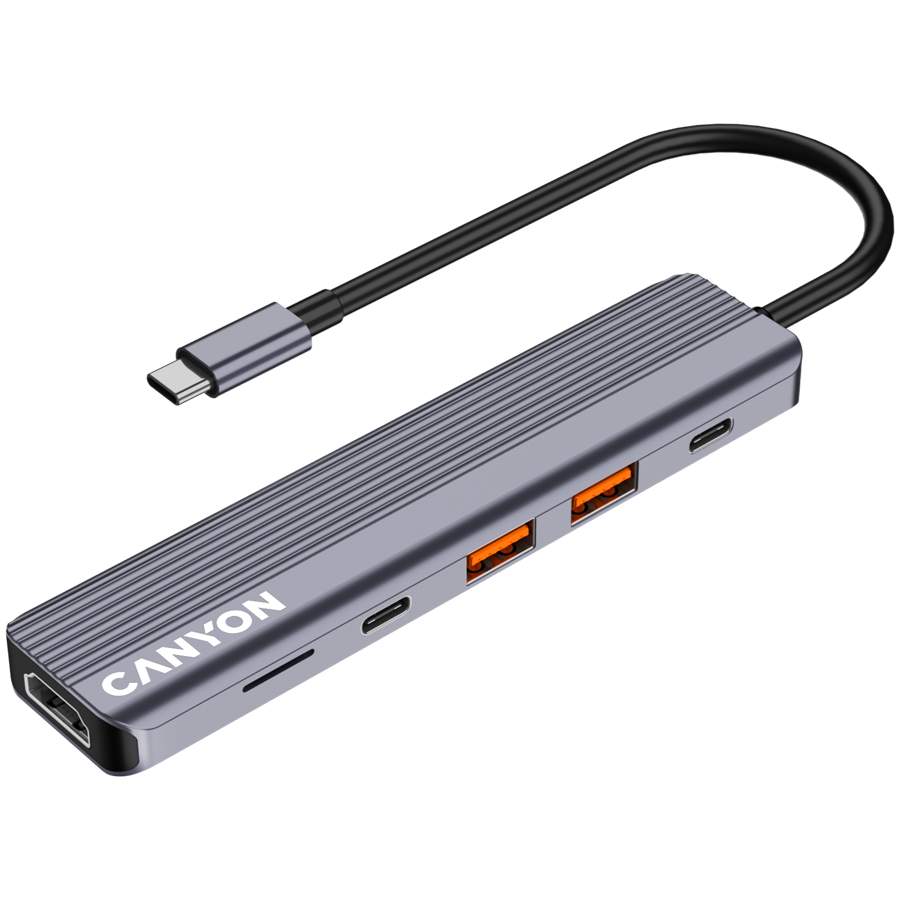 CANYON hub DS-17 6in1 4k USB-C Grey - Slika 3