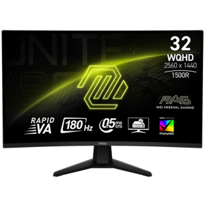 MSI MAG 32CQ6F 180Hz WQHD (2560 x 1440), Rapid VA, 16:9, 400NITS, CR 3500:1, 0.5ms (GtG, Min.), AMD FreeSync, DisplayHDR 400, 1x DP, 2x HDMI, Anti-Glare, VESA (100x100)