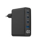 Gembird 4-port 100W GaN USB fast charger, LCD, black