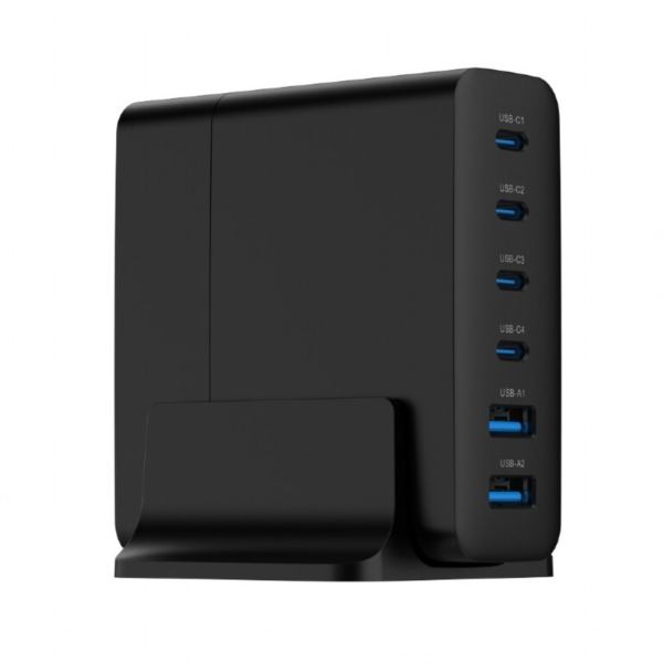 Gembird 6-port 75W GaN USB fast charger, black