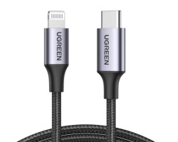 UGREEN Lightning na USB-C (M), MFi, PD, pleteni kabel, 1.0m