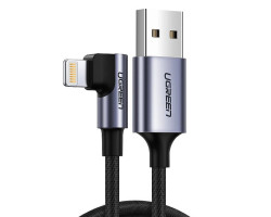 UGREEN Lightning na USB-A (M), kutni 90°, pleteni kabel MFi, 1m