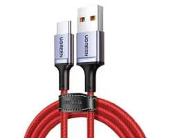 UGREEN USB-C (M) na USB 2.0 A (M) 6A, supercharge, crveni, pleteni kabel MFi, 1m