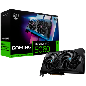 MSI Video Card NVIDIA GeForce RTX 5060 8G GAMING OC (8GB GDDR7/128bit, PCI Express Gen 5 x16 pin(uses x8), 3xDP, 1xHDMI, Recommended PSU 550W) ATX