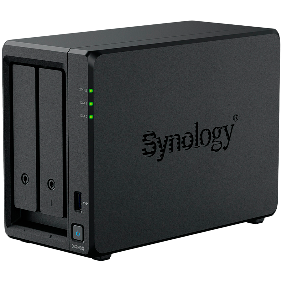 Synology DS725+, Tower, 2-Bays 3.5'' SATA HDD/SSD, 2 x M.2 2280 NVMe SSD, CPU AMD Ryzen R1600 dual-core (4-thread), max. boost up to 3.1 GHz, 4 GB DDR4 ECC SODIMM, 1 x 2.5 GbE, 1 x 1GbE, 1 x USB 3.2, 1 x eSATA USB-C, 1.51 kg, 3y - Slika 2
