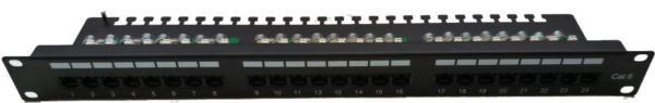 Masterlan patch panel 19" 24xRJ45, Cat6, 1U, with tie bar, black