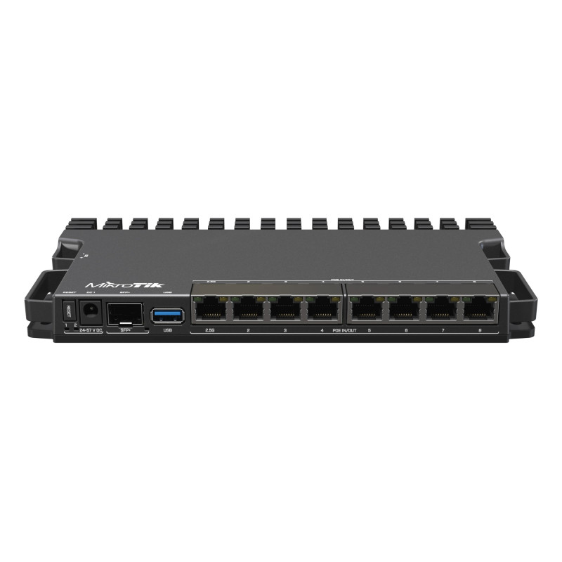 Mikrotik RouterBOARD RB5009UPr+S+IN, ARMv8 CPU, 1GB DDR4 RAM, 1GB NAND, 1×2.5Gbit LAN, 7×1Gbit LAN, 802.3af/at PoE-out/-in, 1xSFP+, RouterOS L5, metalno desktop kućište, PSU
