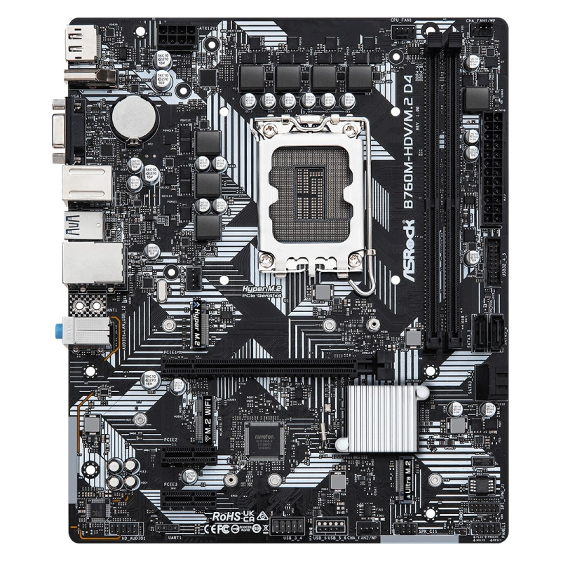 ASRock MB B760M-HDV/M.2, S.1700, DDR4/5333MHz(OC), PCIe 4.0, G-LAN, VGA/DP/HDMI, mATX - Slika 2