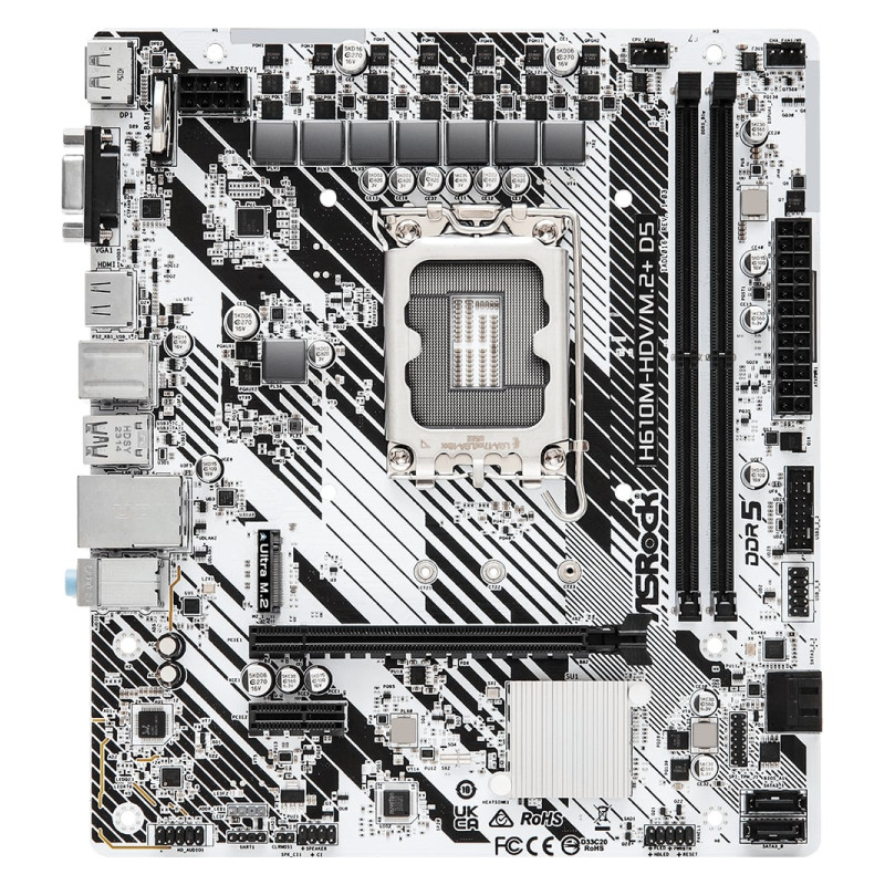 ASRock MB H610M-HDV/M.2+, S.1700, DDR5/5600MHz, PCIe 4.0, G-LAN, VGA/DP/HDMI, mATX - Slika 2