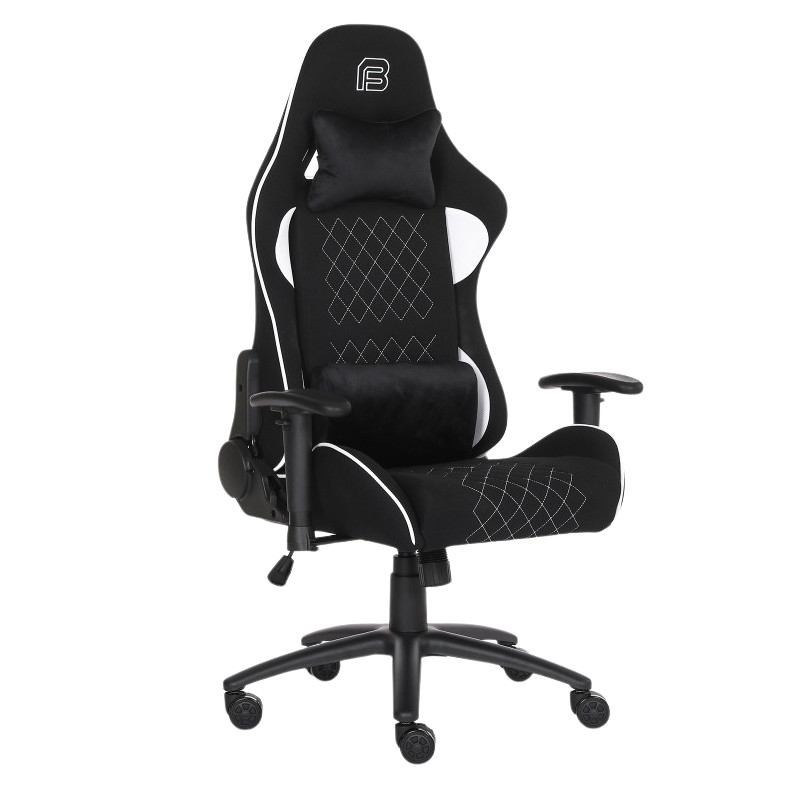 Bit Force KHAN F-2D igraća stolica s potpornim jastučićima, tkanina, 2D naslon za ruke, nosivost 150kg, crno/bijela