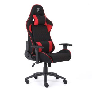 Bit Force KHAN F-2D igraća stolica s potpornim jastučićima, tkanina, 2D naslon za ruke, nosivost 150kg, crno/crvena