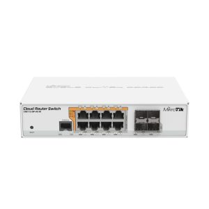 Mikrotik Cloud Router Switch CRS112-8P-4S-IN, QCA8511 400Mhz CPU, 128MB RAM, 8×G-LAN PoE-out, 4×SFP, RouterOS L5, desktop kućište, rack mount, PSU
