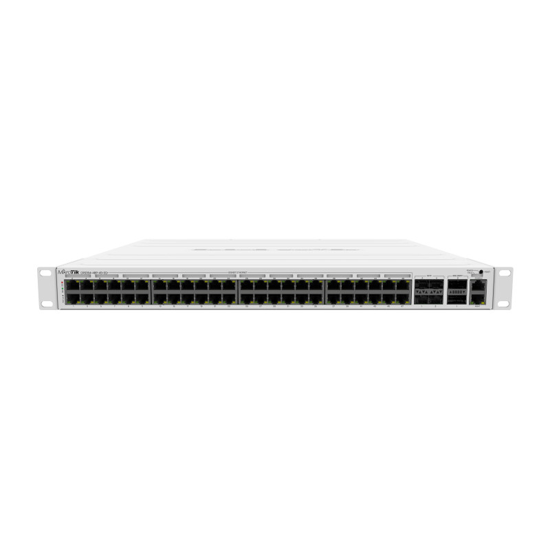 Mikrotik Cloud Router Switch CRS354-48P-4S+2Q+RM, 48xG-LAN (svi PoE-out), 4x10G SFP+, 2x40G QSFP+ cages, RouterOS L5, 1U rackmount, 750W PSU