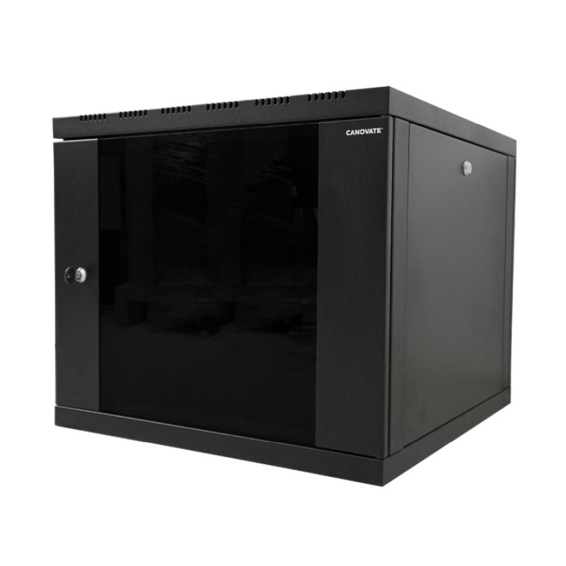 Canovate 12U 600x450x631 SINGLE zidni ormar s bočnim stranama koje se mogu otvoriti izvana, crni (WS3O-9-126DF)