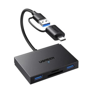 UGREEN 4-portni USB-C/A HUB 2xUSB-A, 1xSD, 1xTF, sivi