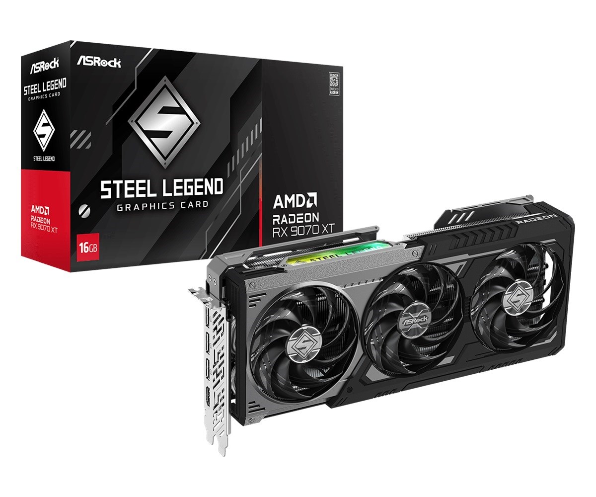 Asrock Radeon RX 9070 XT Steel Legend Dark 16GB GDDR6, PCIe 5.0x16, 1×HDMI/3×DP