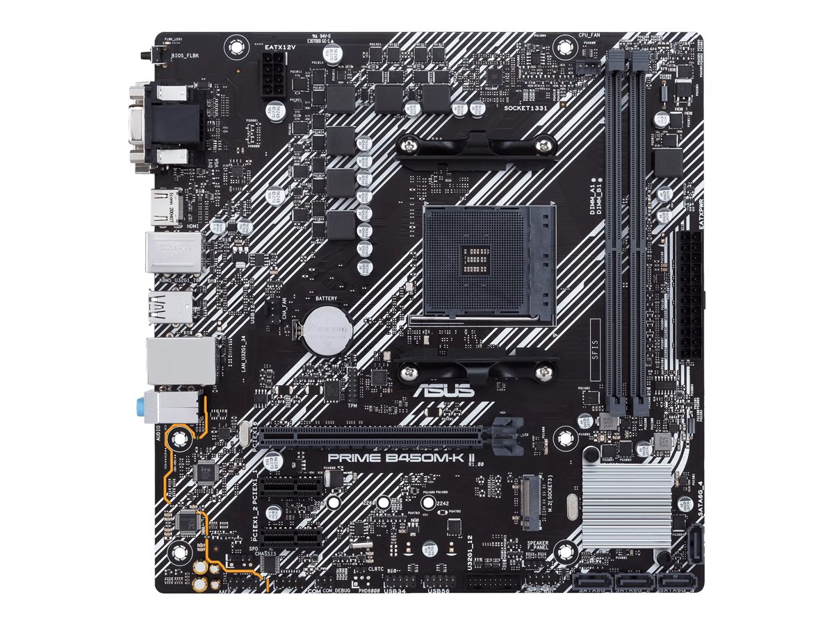Asus PRIME B450M-K II, AM4, DDR4/4400MHz, PCIe 3.0, RAID, G-LAN, 7.1ch, mATX