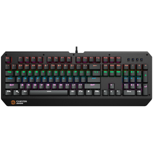 CANYON Wired multimedia gaming keyboard with lighting effect, 108pcs rainbow LED, Numbers 104keys, EN double injection layout, cable length 1.8M