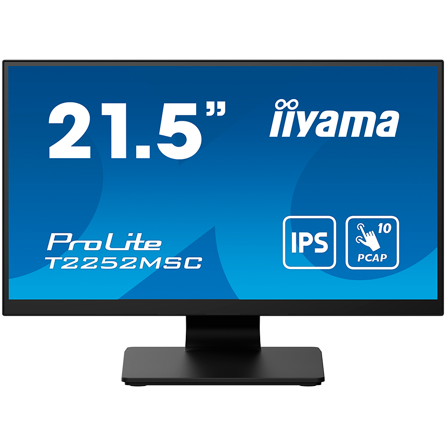 IIYAMA Monitor LED T2252MSC-B2AG 21.5" PCAP 10pt Touchscreen monitor featuring IPS panel technology, Edge-to-Edge glass design and Anti Glare coating HDMI DP USB HUB Tilt 3y
