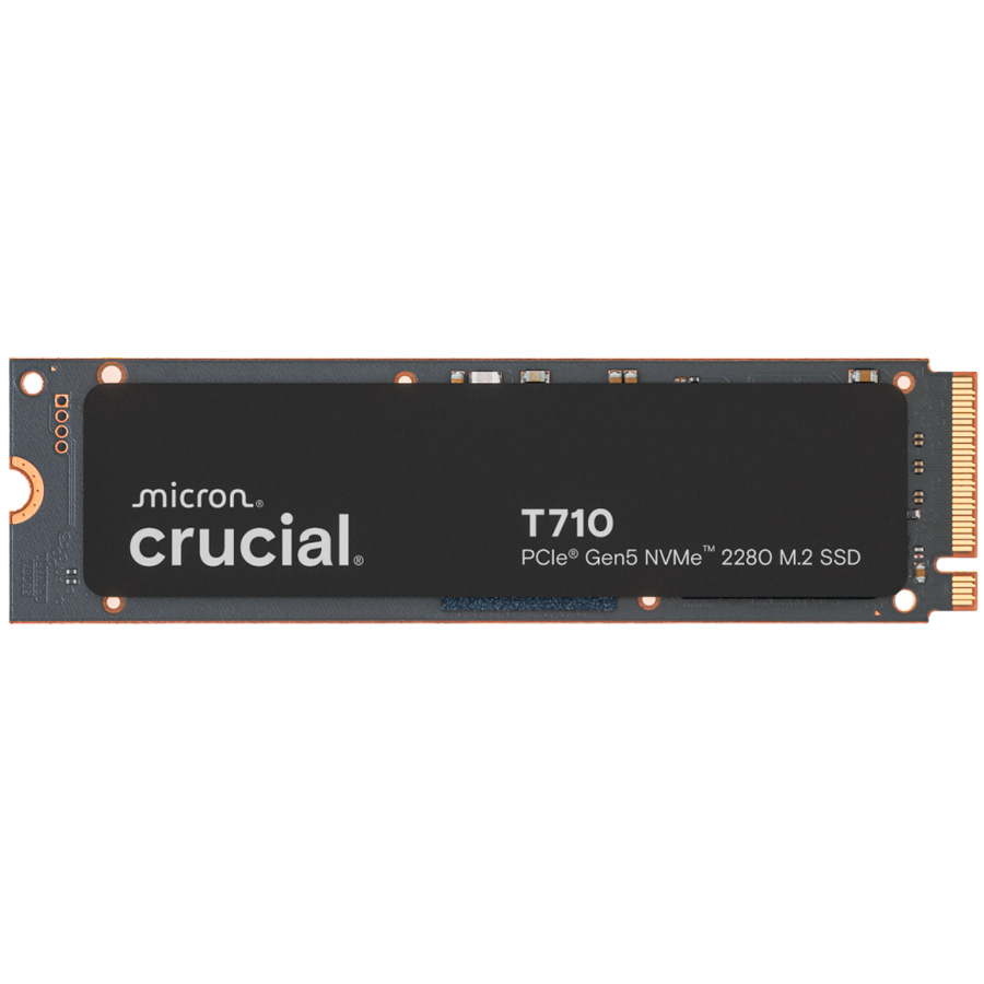 CRUCIAL T710 2TB PCIe Gen5 NVMe M.2 2280 SSD up to 14500 MB/s read and 13800 MB/s write, with heatsink