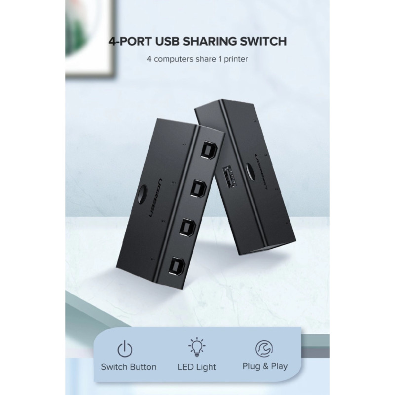UGREEN Data Switch USB 2.0, 4 ulaza/1 izlaz, crni - Slika 2