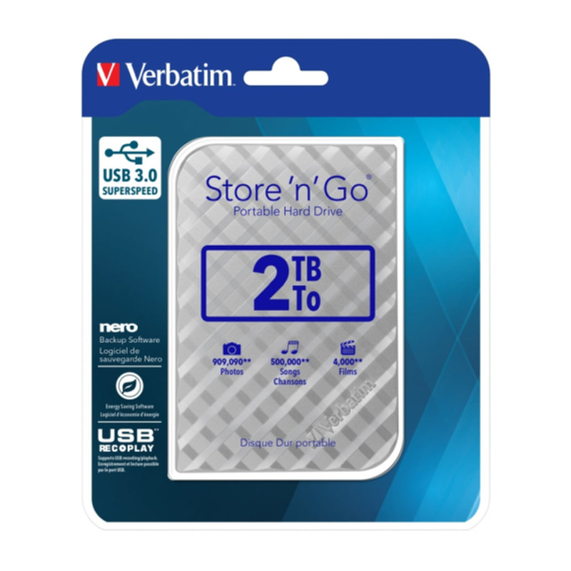Verbatim 2.5" Store'n'Go 2TB vanjski HDD, USB3.0 Gen2, srebrni - Slika 4