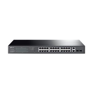 TP-Link Omada JetStream 28-port Gigabit Easy Smart preklopnik (Switch), 24x 10/100/1000 Mbps RJ45 PoE+ port,2x SFP fiber uperlink port, Rack-mount, 250 w PoE+ budget