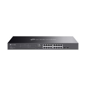 TP-Link Omada JetStream 18-port Gigabit PoE+ upravljiv preklopnik (Switch), 16×G-LAN PoE+, 2×SFP Gigabit, IPv6, 1U 19" rack-mount kućište (150W)