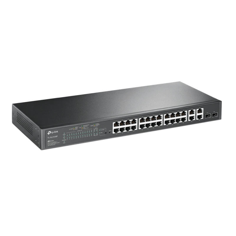 TP-Link Omada JetStream 24-Port PoE+ Smart preklopnik (Switch), 24×10/100M, 2×G-LAN, 2×G SFP, 1U 19" rackmount (250W) - Slika 2