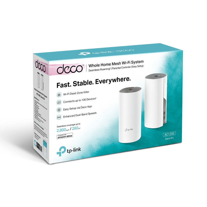 TP-Link AC1200 Deco E4 (2 pack) Mesh Wi-Fi, Dual-Band 300Mbps/867Mbps (2.4GHz/5GHz), 2×LAN, 2×interna antena, Deco App - Slika 5