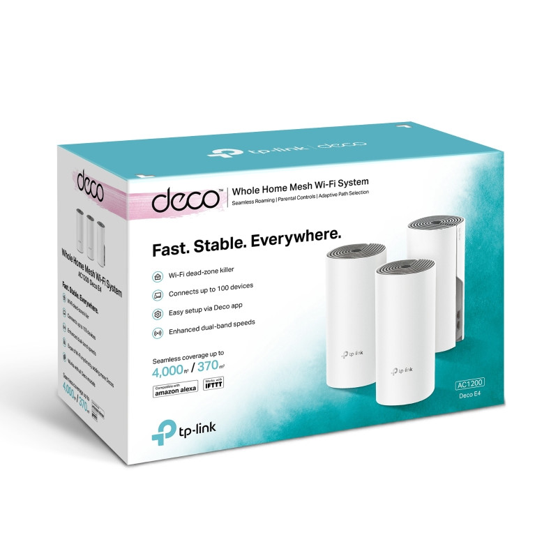 TP-Link AC1200 Deco E4 (3 pack) Mesh Wi-Fi, Dual-Band 300Mbps/867Mbps (2.4GHz/5GHz), 2×LAN, 2×interna antena, Deco App - Slika 5