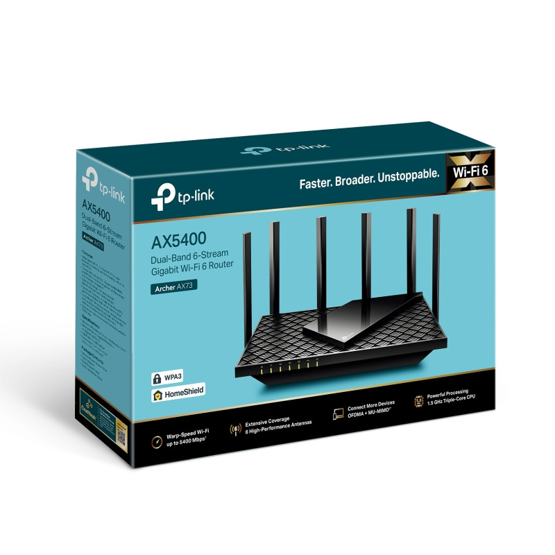 TP-Link AX5400 Archer AX73 bežični usmjerivač (Dual-Band Router Wi-Fi 6) 574Mbps/4804Mbps (2.4GHz/5GHz), CPU 1.5GHz, 802.11ax/ac/n/a/b/g, 1×G-WAN, 4×G-LAN, USB3.0, 6×fiksne antene - Slika 4
