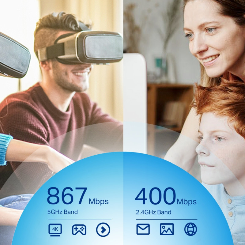 TP-Link AC1300 Archer T4U Plus bežični Dual-Band USB3.0 adapter 400Mbps/867Mbps (2.4GHz/5GHz), 802.11a/b/g/n/ac, 2×5dBi antene - Slika 4