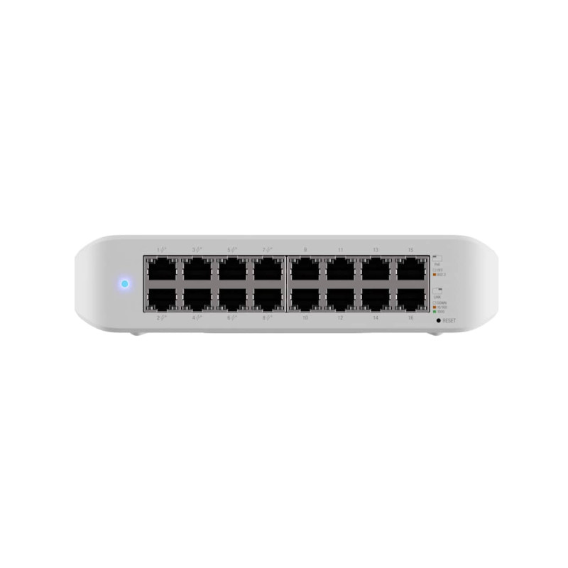 Ubiquiti UniFi Managed 16-port Gigabit Switch, 8-port PoE+, 45W (USW-LITE-16-PoE)