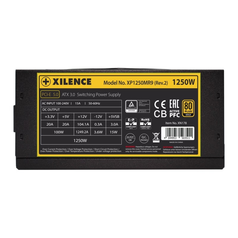 Xilence 1050W Performance X+, ATX 3.0 80+ GOLD, modularno, aktivan PFC, 4×PCIe, 12×SATA, 20+4-pina, 140mm ventilator, crno - Slika 5