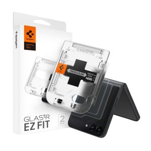 Spigen Glass tR EZ Fit, Transparency, zaštitno staklo za ekran telefona, 2 kom + okvir za instalaciju - Samsung Galaxy Z Flip5 (AGL06525)