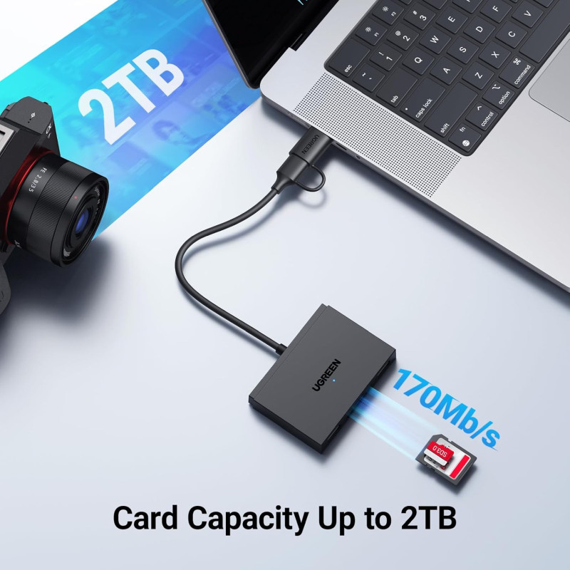 UGREEN 4-portni USB-C/A HUB 2xUSB-A, 1xSD, 1xTF, sivi - Slika 5