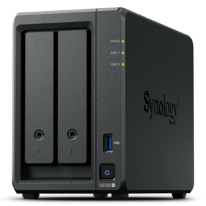 Synology DS725+ DiskStation 2-bay NAS server/samo za Synology diskove/, AMD Ryzen R1600, 4 GB RAM, 2.5"SSD/3.5" HDD podrška, Hot Swappable HDD,1×RJ-45 2.5GbE, 1x RJ-45 1GbE, USB3.2 Gen 1
