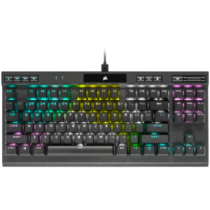 Corsair K70 RGB TKL CHAMPION SERIES Optical-Mechanical Gaming Keyboard, Backlit RGB LED, CORSAIR OPX RAPIDFIRE, Black, Black PBT Keycaps